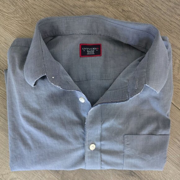 UNTUCKit wrinkle free Petrus style 35454 raw edge short sleeve button shirt XXL - Picture 10 of 11